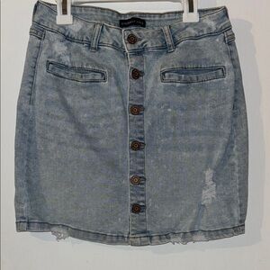 boho Denim Skirt - Blue